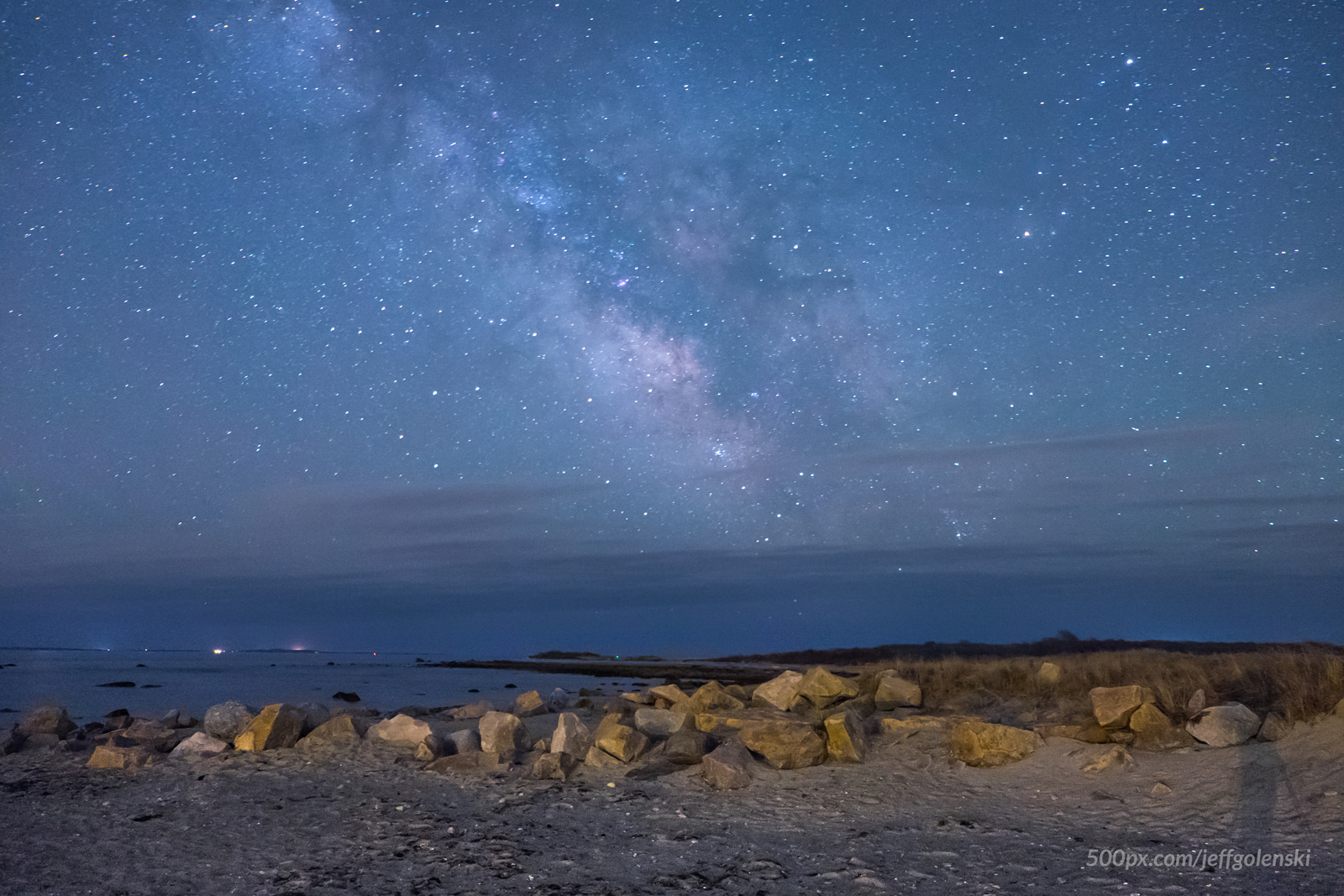 The Milky Way Galaxy over Gooseberry Island in Westport, Massachusetts.